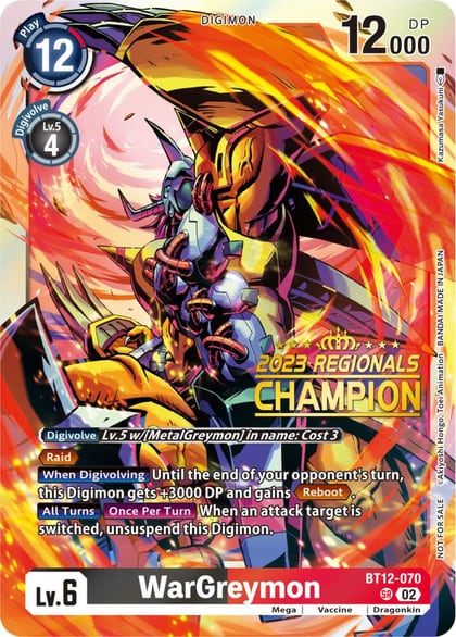 WarGreymon (2023 Regionals Champion), Across Time BT12-070 SR