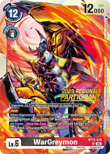 WarGreymon (2023 Regionals Participant), Across Time BT12-070 SR