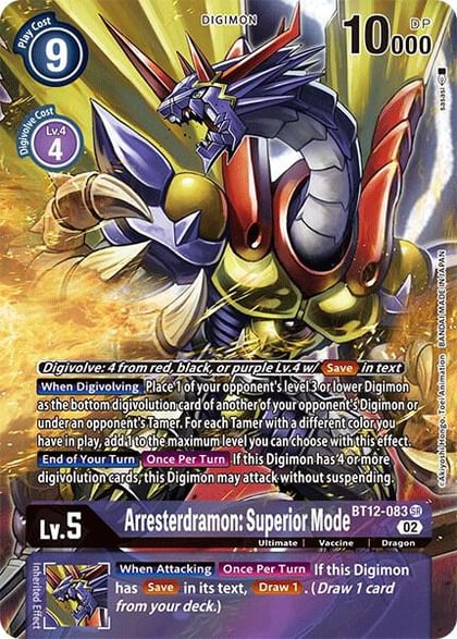 Arresterdramon: Superior Mode (Alternate Art), Across Time BT12-083 SR