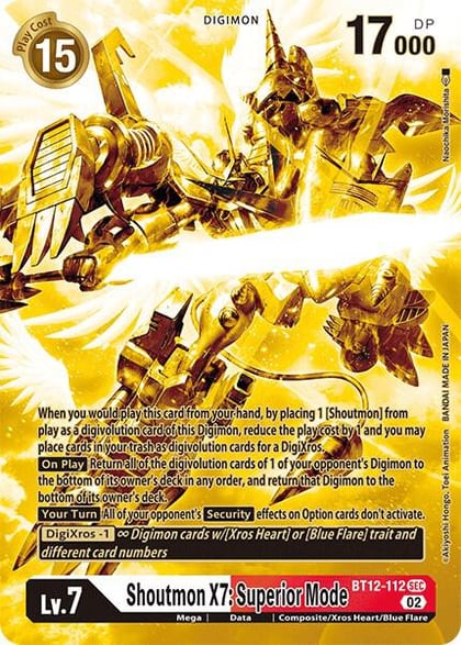 Shoutmon X7: Superior Mode (Alternate Art) (Gold), Across Time BT12-112 SEC