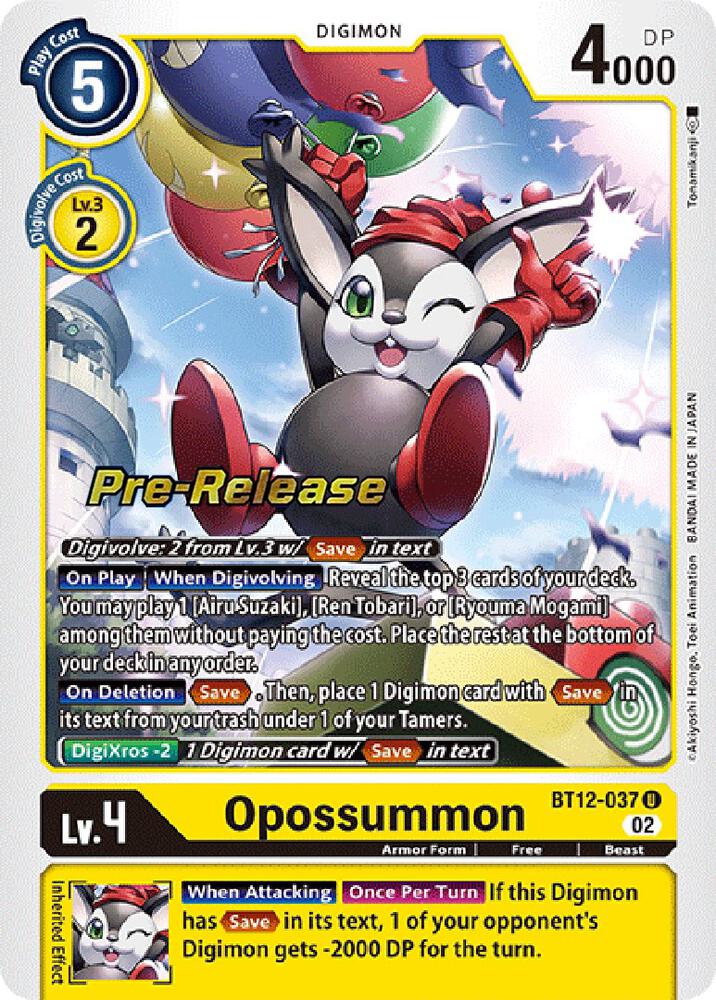 Opossummon, Across Time Pre-Release Cards BT12-037 U