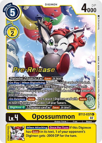 Opossummon, Across Time Pre-Release Cards BT12-037 U