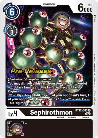 Sephirothmon, Across Time Pre-Release Cards BT12-065 U