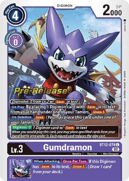 Gumdramon, Across Time Pre-Release Cards BT12-074 U