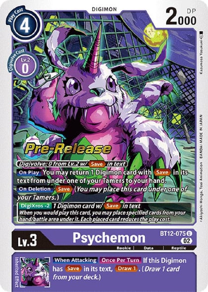 Psychemon, Across Time Pre-Release Cards BT12-075 U