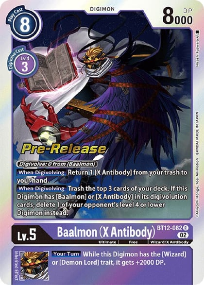 Baalmon (X Antibody), Across Time Pre-Release Cards BT12-082 R