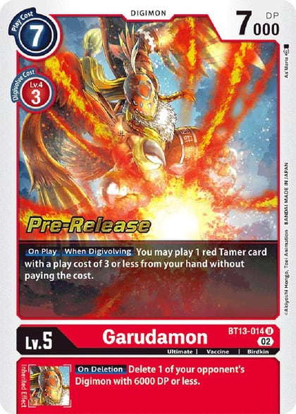 Garudamon, Versus Royal Knights Pre-Release Cards BT13-014 U