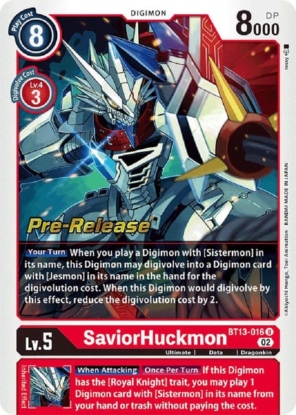 SaviorHuckmon, Versus Royal Knights Pre-Release Cards BT13-016 U