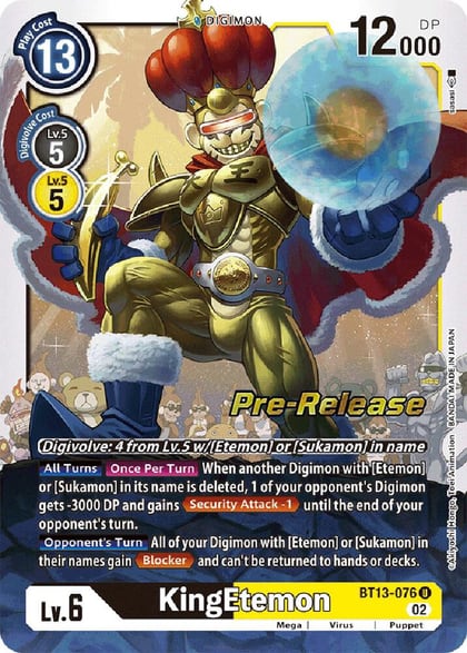 KingEtemon, Versus Royal Knights Pre-Release Cards BT13-076 U