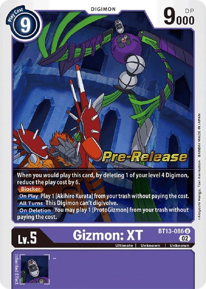 Gizmon: XT, Versus Royal Knights Pre-Release Cards BT13-086 U