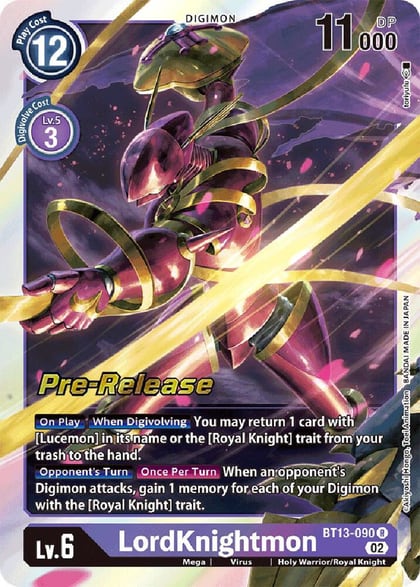 LordKnightmon, Versus Royal Knights Pre-Release Cards BT13-090 R