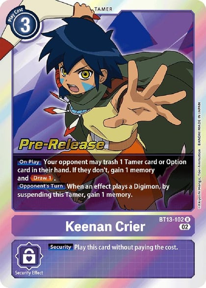Keenan Crier, Versus Royal Knights Pre-Release Cards BT13-102 R