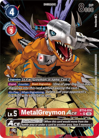 MetalGreymon ACE (English Exclusive Alternate Art), Blast Ace BT14-014 SR
