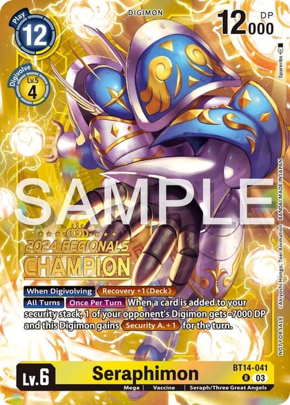 Seraphimon (2024 Regionals Champion), Blast Ace BT14-041 R