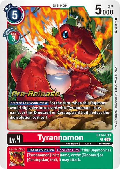 Tyrannomon, Blast Ace Pre-Release Cards BT14-013 U