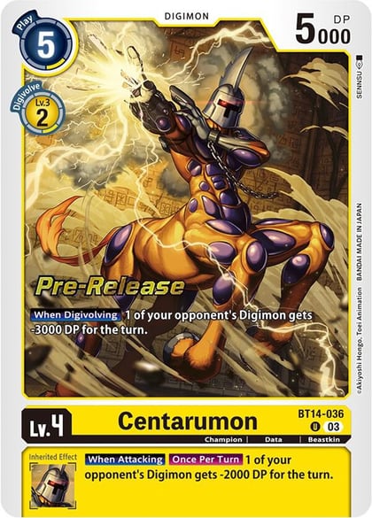 Centarumon, Blast Ace Pre-Release Cards BT14-036 U