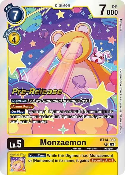 Monzaemon, Blast Ace Pre-Release Cards BT14-039 R