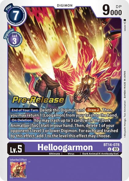 Helloogarmon, Blast Ace Pre-Release Cards BT14-078 U