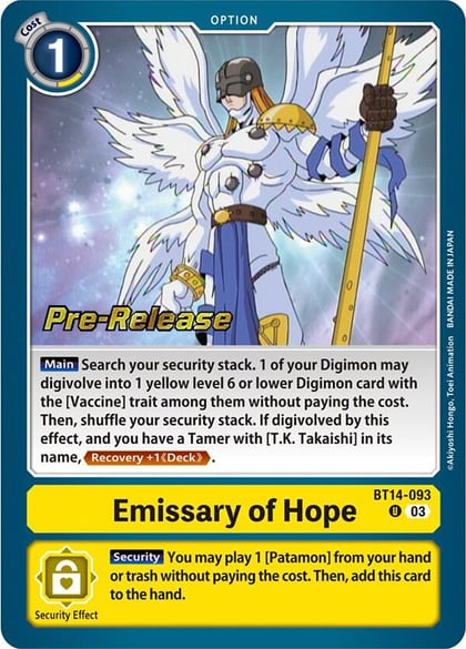 Emissary of Hope, Blast Ace Pre-Release Cards BT14-093 U