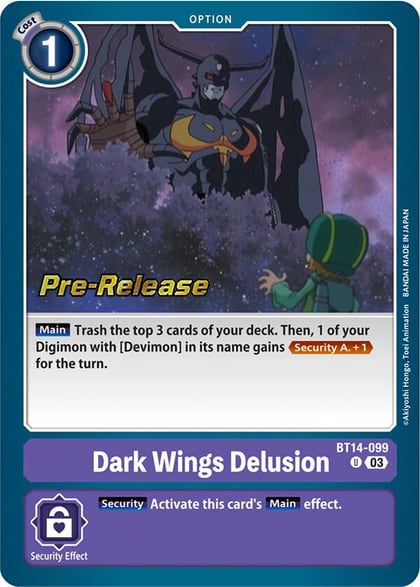 Dark Wings Delusion, Blast Ace Pre-Release Cards BT14-099 U