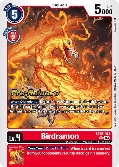 Birdramon, Exceed Apocalypse Pre-Release Cards BT15-013 U