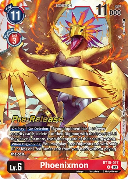 Phoenixmon, Exceed Apocalypse Pre-Release Cards BT15-017 R