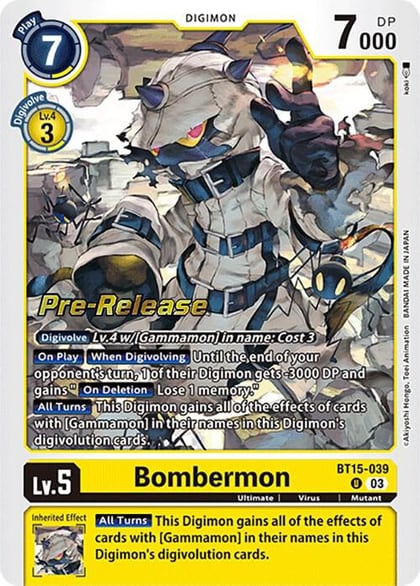 Bombermon, Exceed Apocalypse Pre-Release Cards BT15-039 U