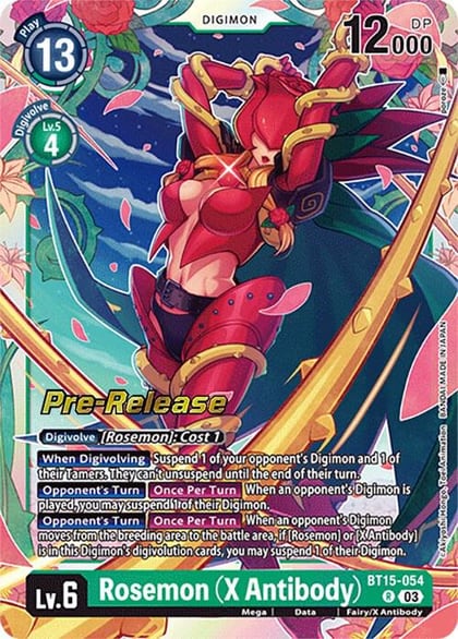 Rosemon (X Antibody), Exceed Apocalypse Pre-Release Cards BT15-054 R