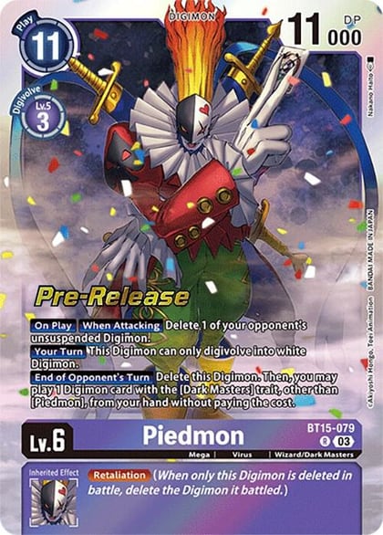 Piedmon, Exceed Apocalypse Pre-Release Cards BT15-079 R