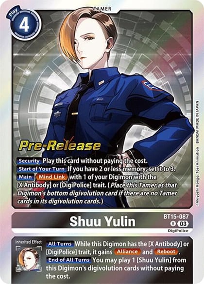 Shuu Yulin, Exceed Apocalypse Pre-Release Cards BT15-087 R