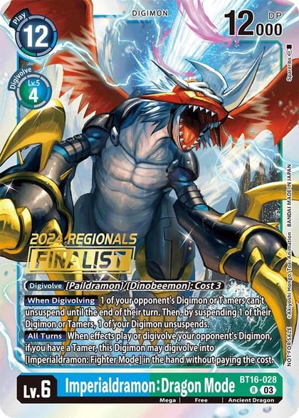 Imperialdramon: Dragon Mode (2024 Regionals Finalist), Beginning Observer BT16-028 R