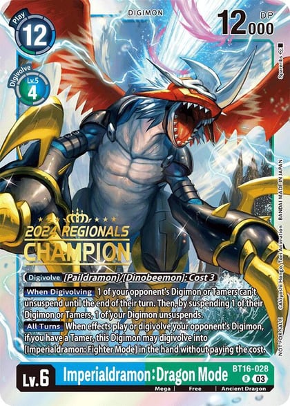 Imperialdramon: Dragon Mode (2024 Regionals Champion), Beginning Observer BT16-028 R