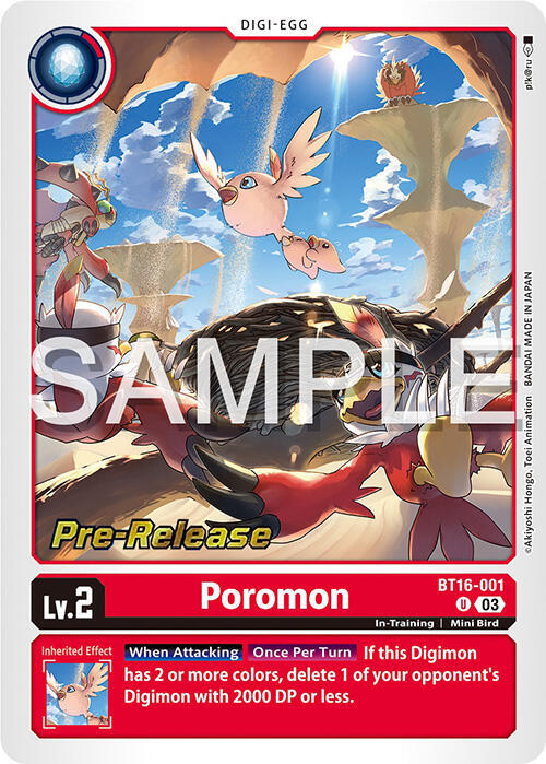 Poromon, Beginning Observer Pre-Release Cards BT16-001 U