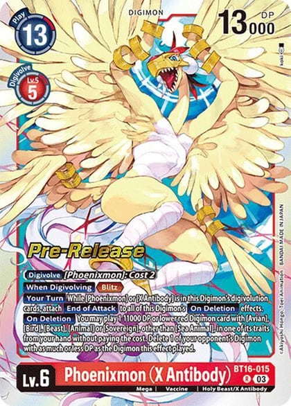 Phoenixmon (X Antibody), Beginning Observer Pre-Release Cards BT16-015 R