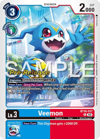 Veemon, Beginning Observer Pre-Release Cards BT16-017 U