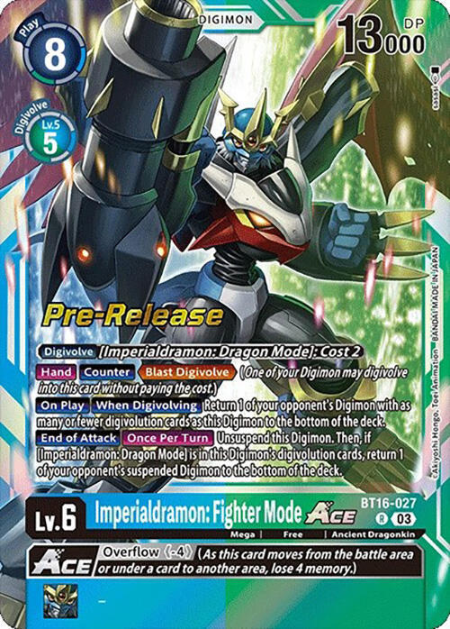 Imperialdramon: Fighter Mode ACE, Beginning Observer Pre-Release Cards BT16-027 R