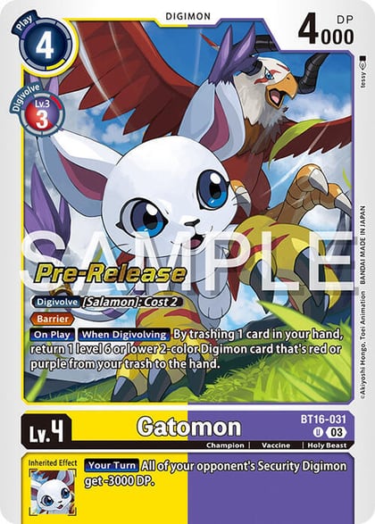 Gatomon, Beginning Observer Pre-Release Cards BT16-031 U