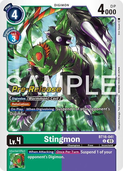 Stingmon, Beginning Observer Pre-Release Cards BT16-041 U