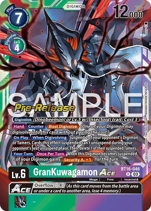 GranKuwagamon ACE, Beginning Observer Pre-Release Cards BT16-046 R