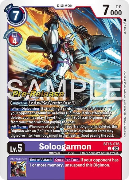 Soloogarmon, Beginning Observer Pre-Release Cards BT16-076 U