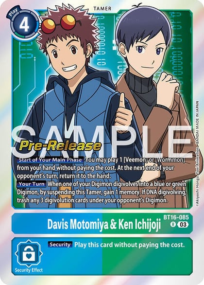 Davis Motomiya & Ken Ichijoji, Beginning Observer Pre-Release Cards BT16-085 R