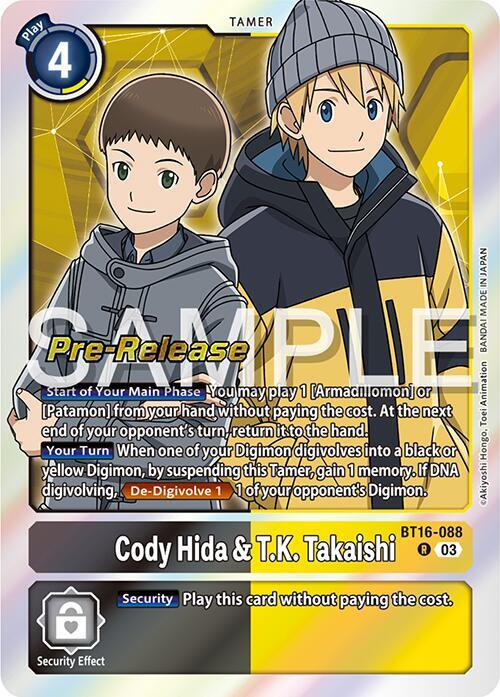 Cody Hida & T.K. Takaishi, Beginning Observer Pre-Release Cards BT16-088 R