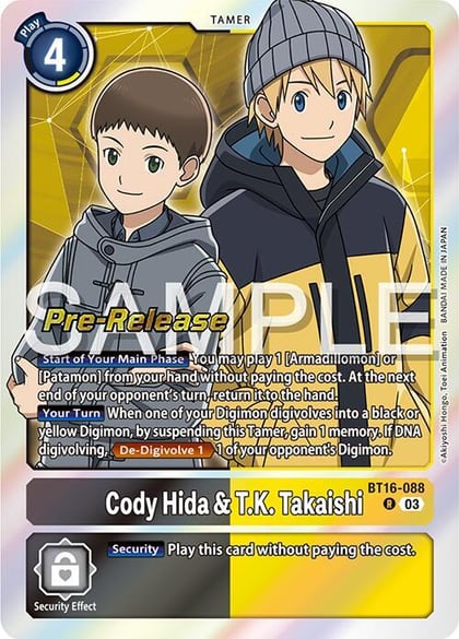 Cody Hida & T.K. Takaishi, Beginning Observer Pre-Release Cards BT16-088 R