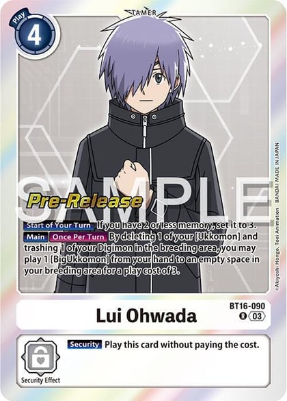 Lui Ohwada, Beginning Observer Pre-Release Cards BT16-090 R