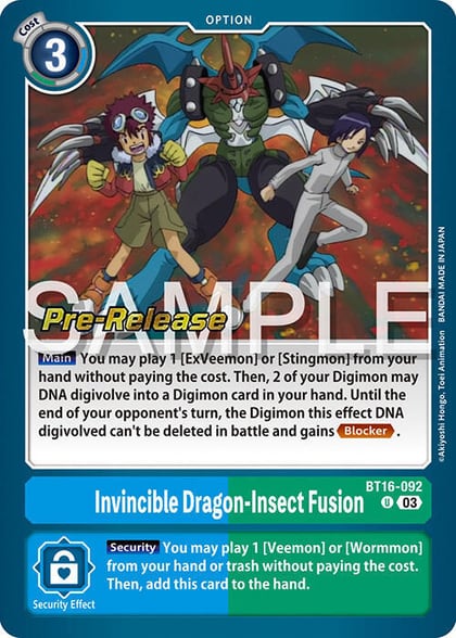 Invincible Dragon-Insect Fusion, Beginning Observer Pre-Release Cards BT16-092 U