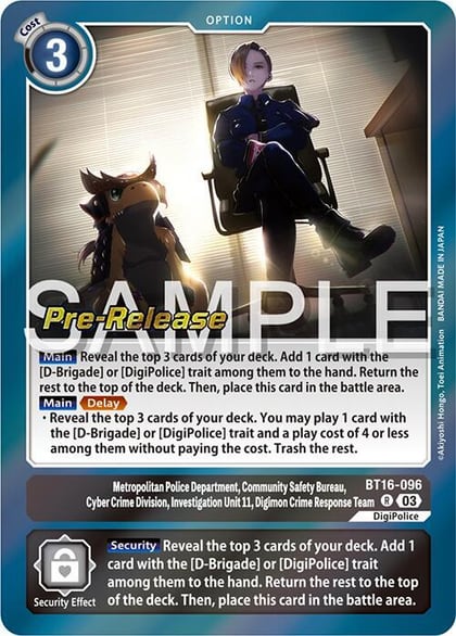 Metropolitan Police Department, Community Safety Bureau, Cyber Crime Division, Investigation Unit 11..., Beginning Observer Pre-Release Cards BT16-096 R