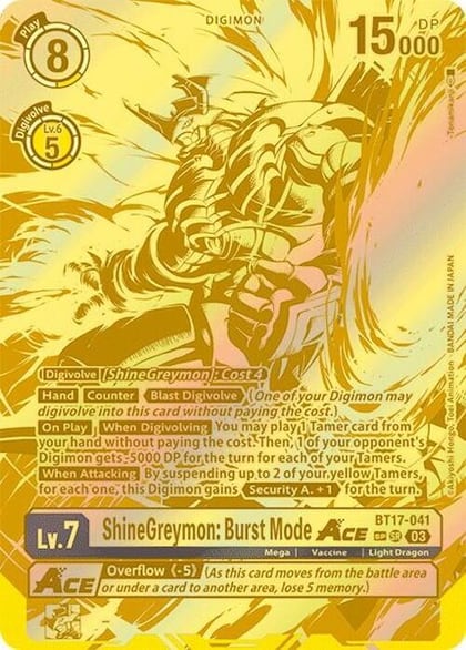 ShineGreymon: Burst Mode ACE (Textured), Secret Crisis BT17-041 SR