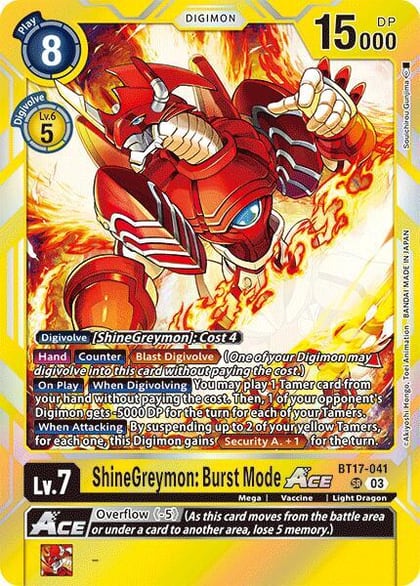 ShineGreymon: Burst Mode ACE, Secret Crisis BT17-041 SR