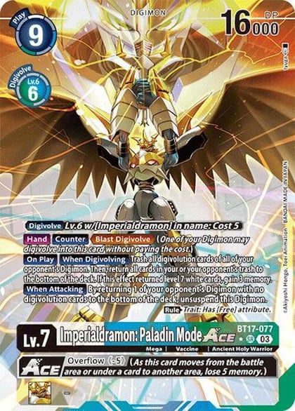 Imperialdramon: Paladin Mode ACE (Alternate Art), Secret Crisis BT17-077 SR