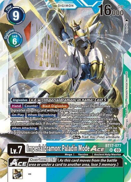 Imperialdramon: Paladin Mode ACE, Secret Crisis BT17-077 SR